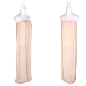 Alexis salmon 100% silk dress long strapless maxi elegant dressy wedding XS